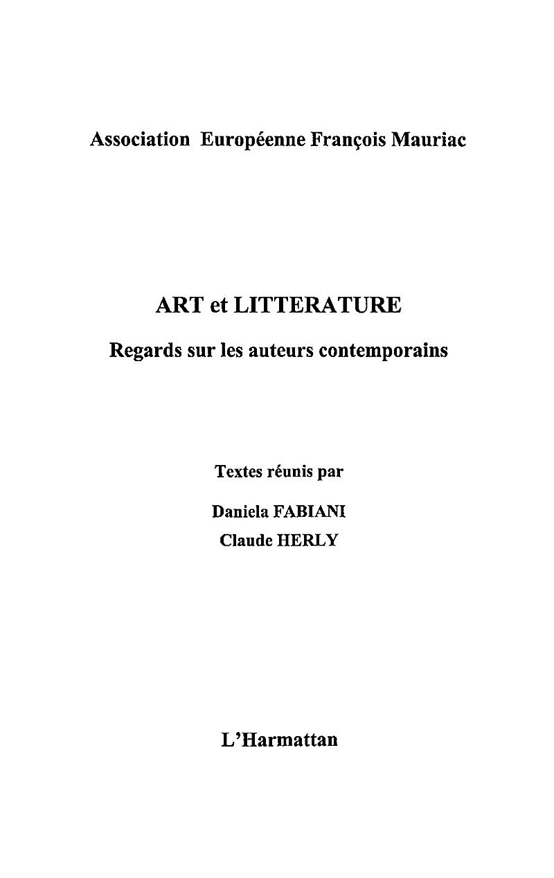 Art et litterature regards auteurs europ
