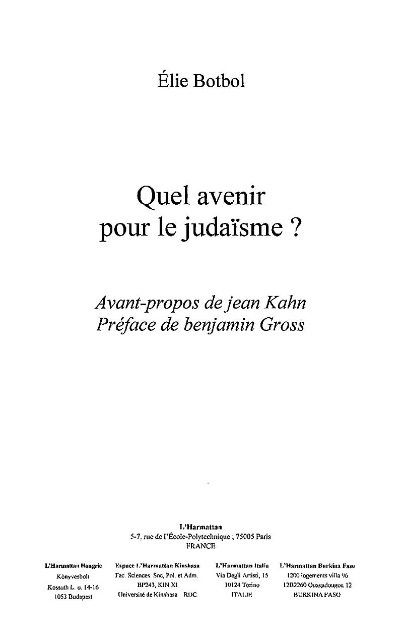 Quel avenir pour le judaisme