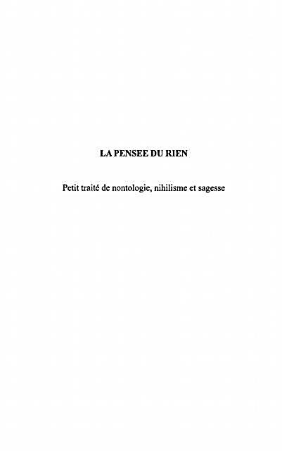 Pensee du rien