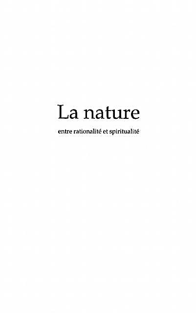 Nature entre rationalite et spritualite