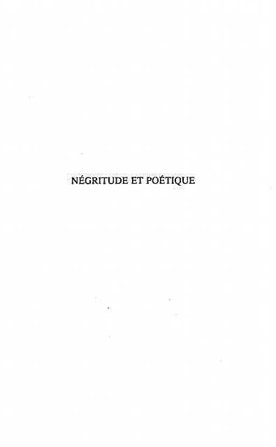 Negritude et poetique