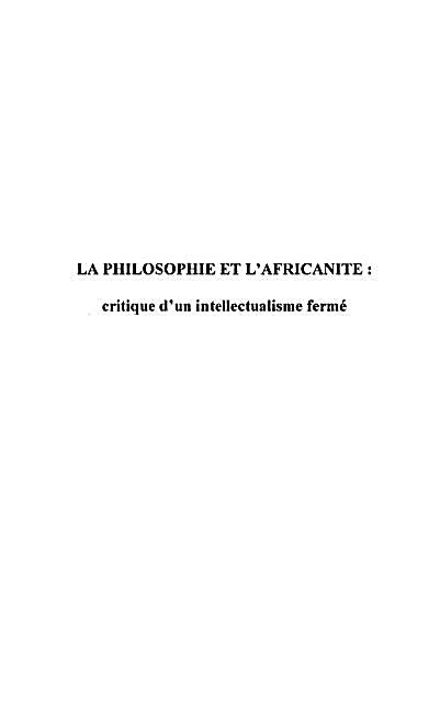 Philosophie et l´africanite critique d´u