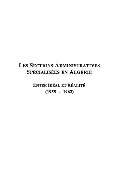 Les Sections Administratives Specialisees En Algerie
