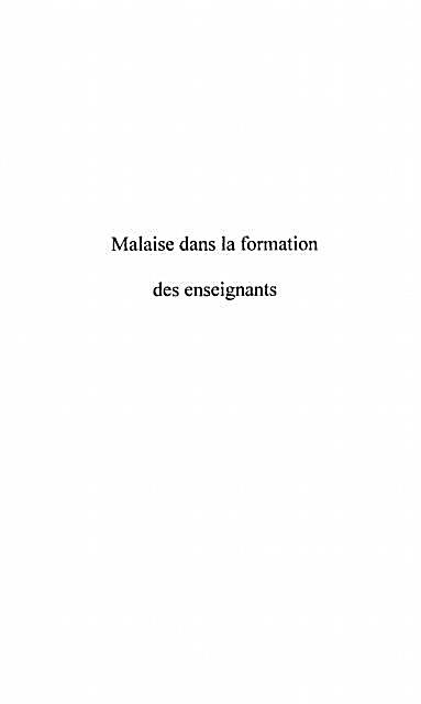 Malaise Dans La Formation des Enseignants