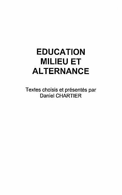 Education milieu et alternance