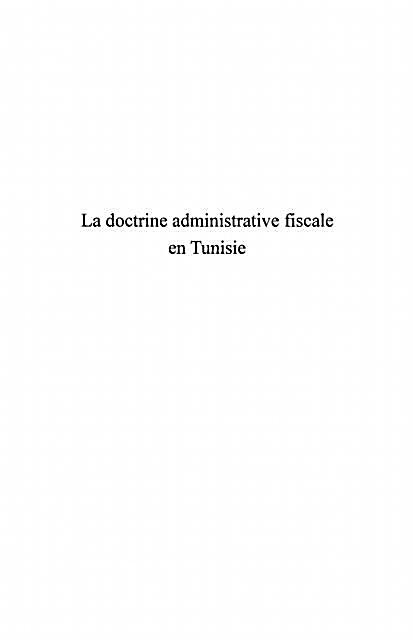 Doctrine administrative fiscale en tunis