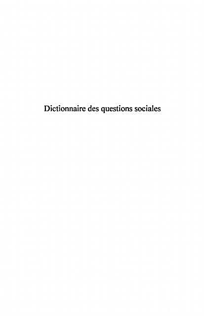 Dictionnaire des questions sociales