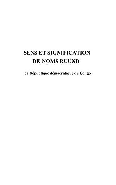 Sens et signification de noms ruund en republique democratiq