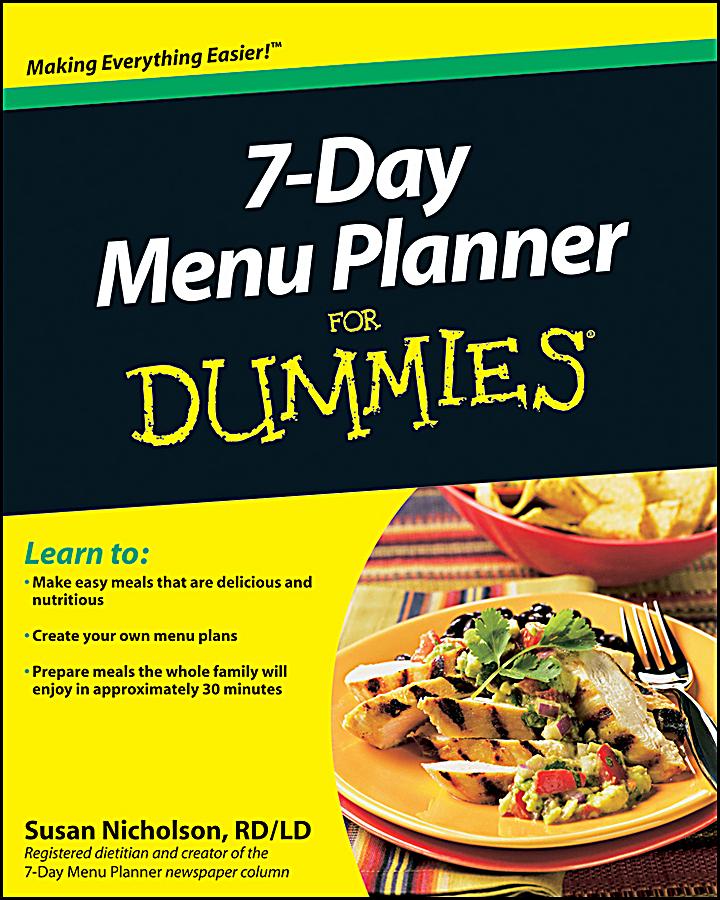 7 day menu planner for dummies 2016 mantesh
