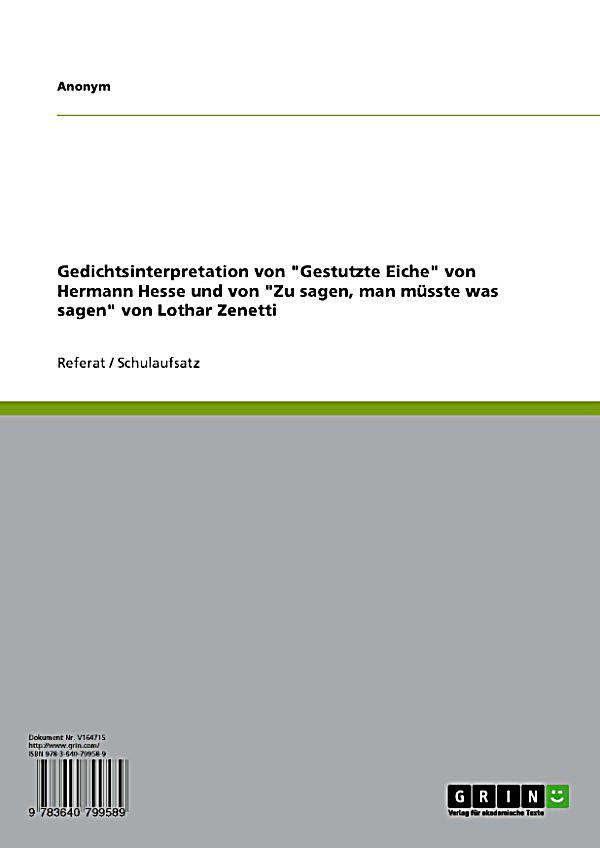 Gedichtsinterpretation von Gestutzte Eiche von Hermann