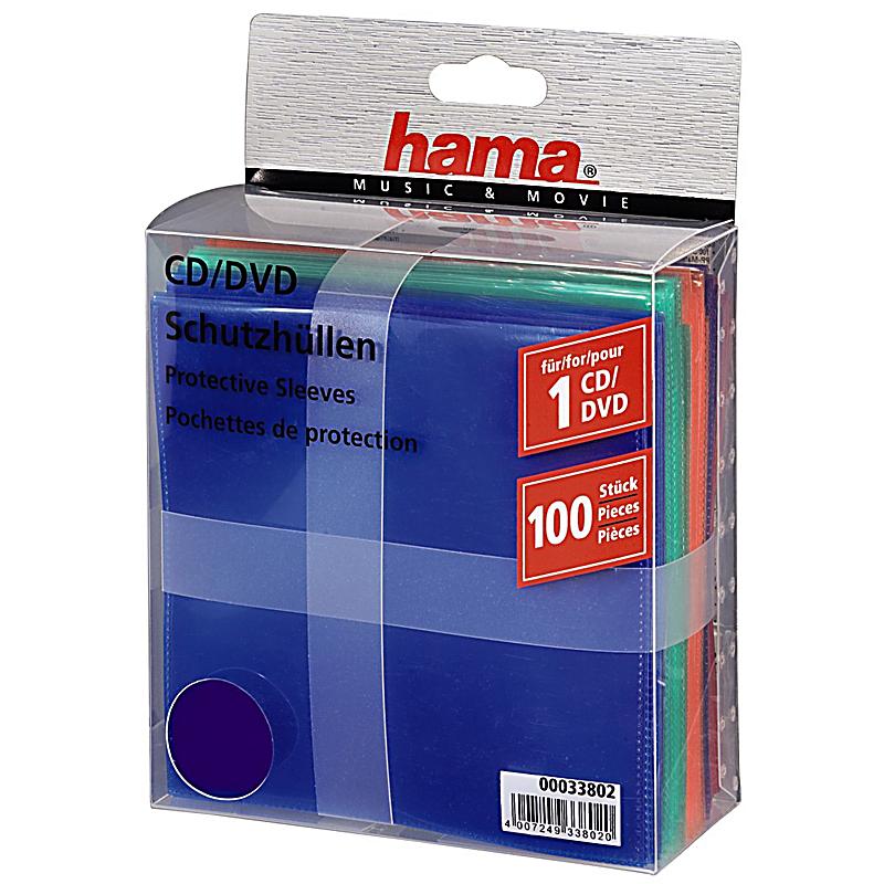 hama cd dvd schutzhuellen 100 farbig 071447557