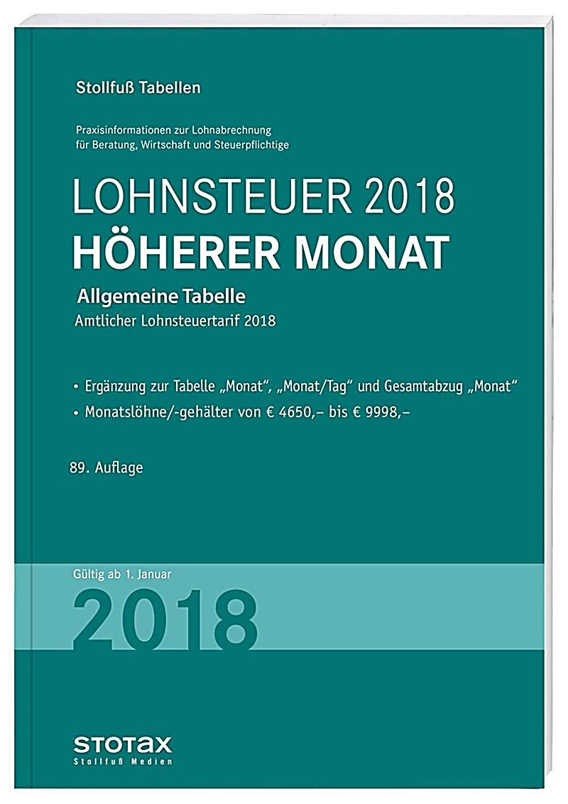 Tabelle, Lohnsteuer 2018 Höherer Monat Buch portofrei ...