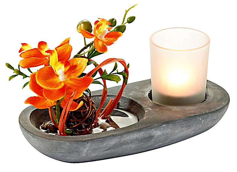 Teelichthalter mit Orchidee Teelichthalter mit Orchidee