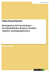 Partizipation im Unternehmen - Gesellschaftlicher Kontext, Modelle, Aspekte, Ausprägungsformen - eBook - Volker Schauerhammer,