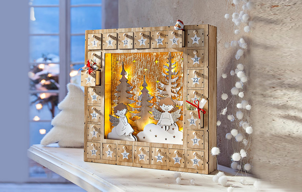 Zum Befüllen: Der beleuchtete Adventskalender "Winterwald"