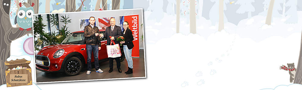 ##Bisherige Gewinner##
Viele fleissige Helfer haben unserer Eule Ruby vor Weihnachten beim Suchen der Zauberperlen geholfen und wurden dafür mit **vielen tollen Preisen** belohnt:
* Oliver W. gewann einen Mini Metropolitan
* Jutta Z., gewann eine Reise nach Vietnam
* U.a. ein Smartphone gewonnen haben: Sandra M., Rüdiger B., Cornelia G., Martina K., Claudia S., Bernd M.
####**Herzlichen Glückwunsch!**####
P.S. Sie wollen auch etwas gewinnen? Dann finden Sie jetzt **Ostereier mit Gewinn-Codes** und nutzen Sie Ihre Gewinnchance! Viel Glück!