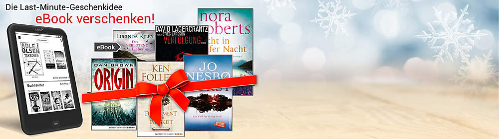 #NEU: eBooks verschenken!#
Machen Sie Ihren Liebsten eine ganz besondere Freude und verschenken Sie ein eBook! Mit unserem neuen und unkomplizierten Service können Sie jedes beliebige eBook unseres Shops verschenken. Und keine Sorge: sollte dem Beschenkten das geschenkte eBook nicht zusagen, so kann er sich ganz einfach ein anderes eBook aussuchen.
Ihre Vorteile bei uns im Überblick:
schnelle und unkomplizierte Geschenkidee - auch in der letzten Minute
eBooks sind lesbar über PC, Tablet, eReader, Smartphone, etc.
über 2 Millionen eBooks zur Auswahl
viele eBooks exklusiv bei uns