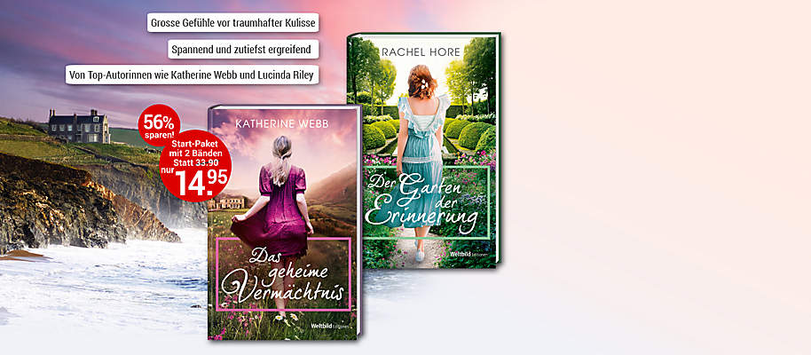 #Mysteriöse Geheimnisse und grosse Leidenschaft
Schicksalhafte Geschichten von bekannten Bestseller-Autorinnen in einer exklusiven Edition, die beste Unterhaltung garantiert: Spannung von der ersten bis zur letzten Seite, ergreifende Liebesgeschichten und düstere Geheimnisse.
**Exklusive Edition in hochwertiger Ausstattung**.
**Starten Sie mit „Der Garten der Erinnerung“ **
Mel gönnt sich eine Auszeit in Cornwall, in einem verwunschenen Cottage, das einen zauberhaften Eindruck macht. Ebenso das wunderschöne Bild mit der unleserlichen Signatur und der verwilderte Garten. Mel und ihr Vermieter Patrick stossen unter dem Dickicht auf Relikte aus vergangenen Zeiten, auf eine Geschichte von Liebe, Leid und verbotener Leidenschaft …
**Entdecken Sie auch den zweiten Band "Das geheime Vermächtnis" aus Ihrem exklusiven Start-Paket! **
{{ button href="/weltbild-editionen/romane-dokumentationen/familiengeheimnisse/bestellen" text="Jetzt bestellen"}} {{ button href="https://www.weltbild.de/news/downloads/Leseprobe_Familiengeheimnisse.pdf" text="Zur Leseprobe" }}