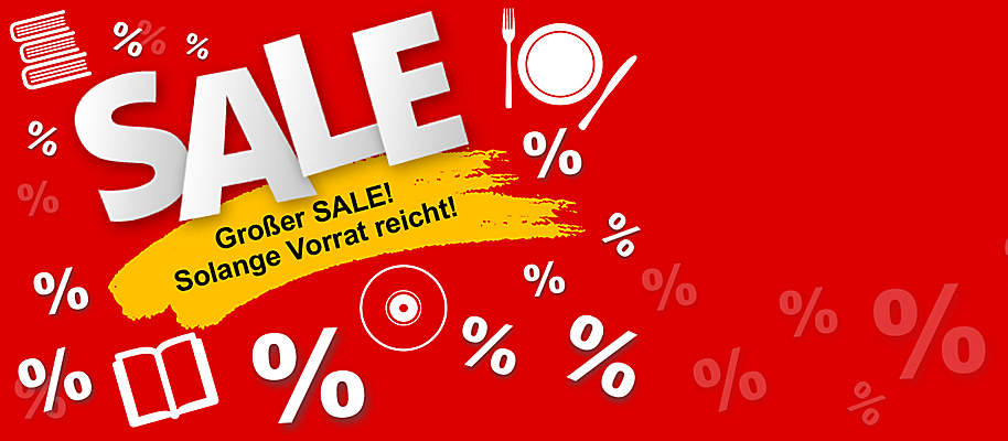 #%%%**SALE**%%%#
##Wir schaffen Platz für Neues!
###Viele Artikel stark reduziert!
####Nur solange der Vorrat reicht!
#####Schnell zugreifen lohnt sich!
* **Bücher ab 1.- EUR**
* **Buch-Pakete ab 7.99 EUR**
* **DVDs ab 2.99 EUR**
**Jetzt schnell Schnäppchen sichern!**