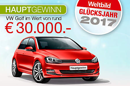 Hauptgewinn: VW Golf im Wert von rund 30.000.- € Hauptgewinn: VW Golf im Wert von rund 30.000.- €