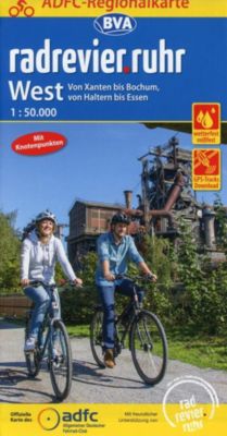 ADFC-Regionalkarte radrevier.ruhr West, 1:50.000, reiß- und wetterfest, GPS-Tracks Download
