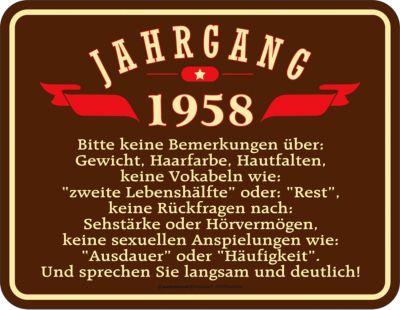 Blechschild Jahrgang 1958 Jetzt Bei Weltbild Ch Bestellen