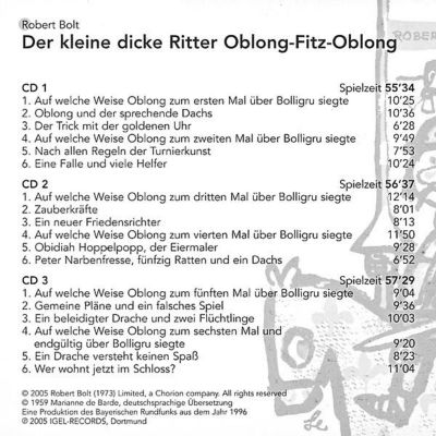 Der Kleine Dicke Ritter Oblong Fitz Oblong 3 Audio Cds Hörbuch - 