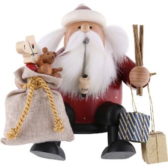 Räuchermann Smoker Räucherfigur Weihnachtsmann auf dem Sofa schlafend aus Holz