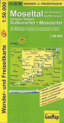 GeoMap Karte Moseltal von Schweich bis Dieblich, European Geopark Vulkaneifel, Moseleifel, Wander- und Freizeitkarte