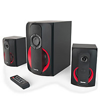 Hama 2.1-Sound-System "PR-2180", Schwarz/Rot Hama 2.1-Sound-System "PR-2180", Schwarz/Rot