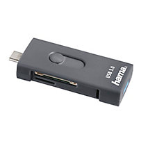 Hama USB-3.1-Type-C + USB-3.0-Type-A-OTG-Kartenleser, SD/microSD, Grau Hama USB-3.1-Type-C + USB-3.0-Type-A-OTG-Kartenleser, SD/microSD, Grau