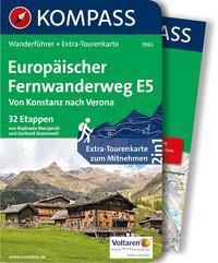 Kompass Wanderführer Europäischer Fernwanderweg E5, Von Konstanz nach Verona, m. 1 Karte
