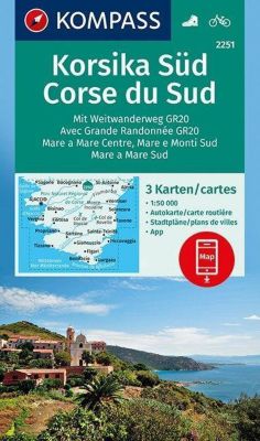 KOMPASS Wanderkarte Korsika Süd, Corse du Sud, Weitwanderweg GR20