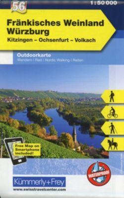 Kümmerly+Frey Outdoorkarte Fränkisches Weinland, Würzburg, Kitzingen, Ochsenfurt, Volkach