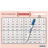Mein Hunderterfeld - Römische Ziffern und Stift, 1 Lernvorlage mit Spezialstift Mein Hunderterfeld - Römische Ziffern und Stift, 1 Lernvorlage mit Spezialstift