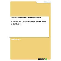 Pflichten des Geschäftsführers einer GmbH in der Krise Pflichten des Geschäftsführers einer GmbH in der Krise