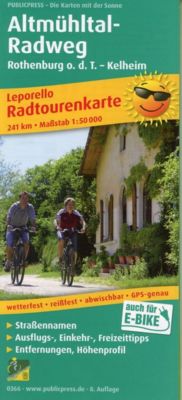 PUBLICPRESS Leporello Radtourenkarte Altmühltal-Radweg, Rothenburg o. d. T. - Kelheim