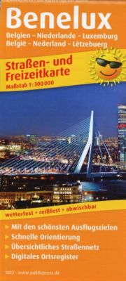 PUBLICPRESS Straßen- und Freizeitkarte Benelux - Belgien / Niederlande / Luxemburg