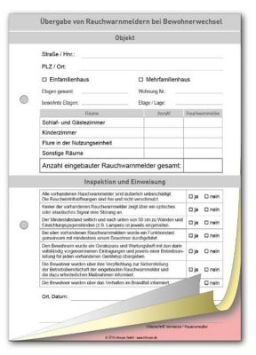 Rauchwarnmelder Ubergabeprotokoll Bei Bewohnerwechsel Buch