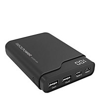 REALPOWER PB-10000C 10.000mAh Schwarz Mobiles Ladegeraet/Powerbank mit USB-C In/Out, Micro-USB In, 2 x USB Out und digitalem Display REALPOWER PB-10000C 10.000mAh Schwarz Mobiles Ladegeraet/Powerbank mit USB-C In/Out, Micro-USB In, 2 x USB Out und digitalem Display
