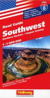 Southwest, Southern Rockies, Canyon Country Straßenkarte 1:1 Mio, Road Guide Nr. 6