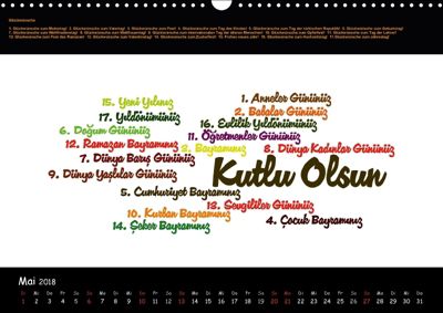 Sprachkalender Türkisch Deutsch Wandkalender 2018 Din A3