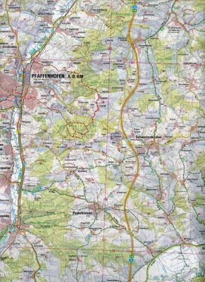 Topographische Karte Bayern Landkreise Pfaffenhofen a. d. Ilm, Neuburg