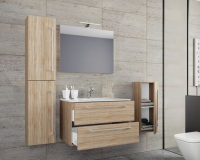 Waschbecken mit Unterschrank Waschtisch Badmöbel Set Badezimmer Schwarz 3 Breite