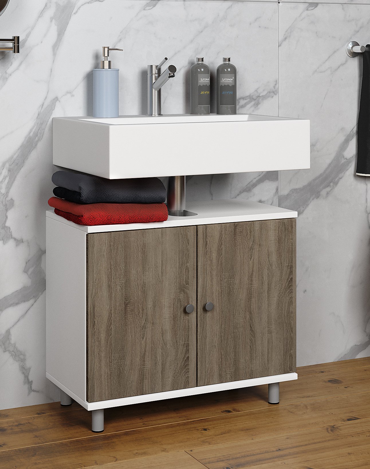 VCM Badunterschrank Waschtisch Waschbecken Unterschrank Bad Eiche ... VCM Badunterschrank Waschtisch Waschbecken Unterschrank Bad Eiche ...