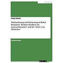 Wahrnehmung und Erinnerung in Walter Benjamins "Berliner Kindheit um neunzehnhundert" und der "Lehre vom Ähnlichen" Wahrnehmung und Erinnerung in Walter Benjamins "Berliner Kindheit um neunzehnhundert" und der "Lehre vom Ähnlichen"