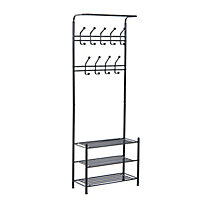 Wandgarderobe mit Schuhablage (Farbe: schwarz) Wandgarderobe mit Schuhablage (Farbe: schwarz)